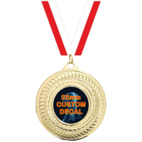 50mm Medal / CUSTOM Centre & RED Ribbon (G)