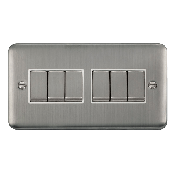 Click Deco Plus 6G 2W Switch Stainless Steel White Insert DPSS416WH