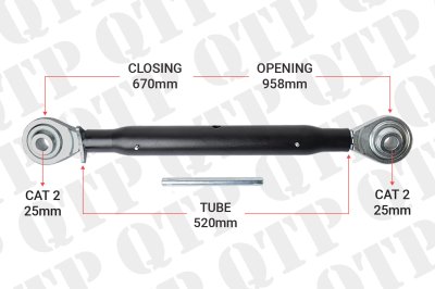 Top Link Cat 2 / 2 Ball Ball 520mm Heavy Duty