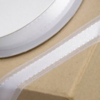 Organza Ribbon With Glitter Trim White 15mm x 25m
