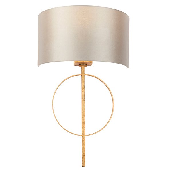 Endon Hoop Gold Leaf Wall Light With Mink Shade