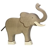 Holztiger Elephant, trunk raised