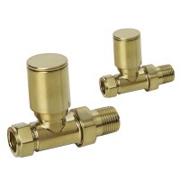 STRAIGHT RADIATOR VALVE ROUND HEAD BRUSHED GOLD