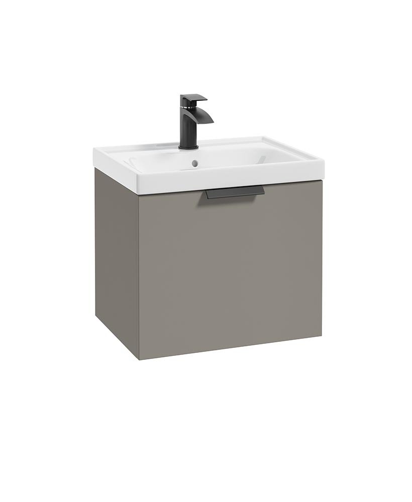 STOCKHOLM Khaki Matt 50cm Wall Hung Vanity Unit - Matt Black Handle