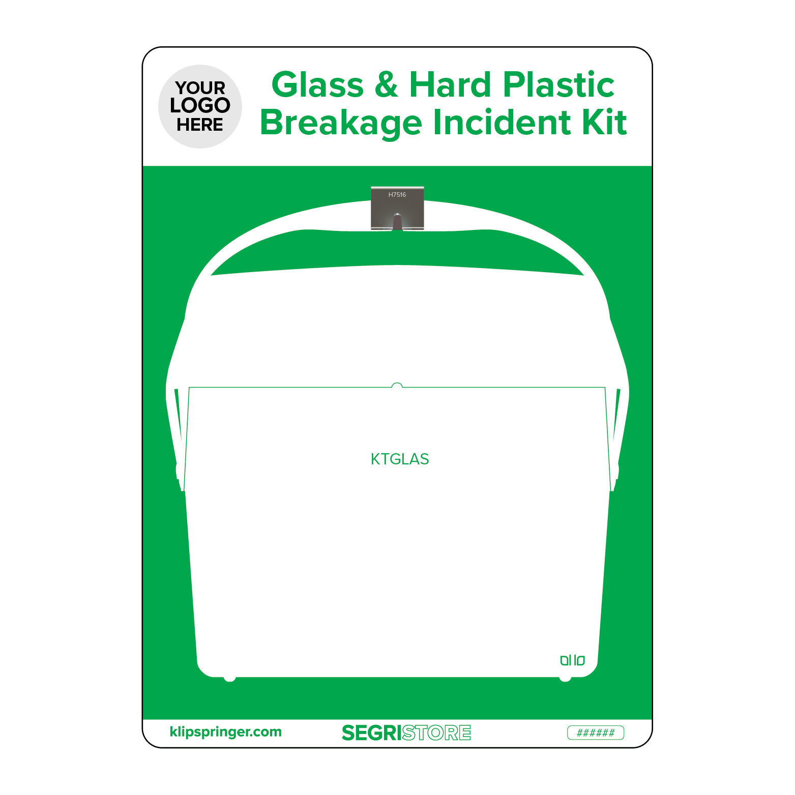 Glass Breakage Spillage Kit Shadow Board, Green Klipspringer