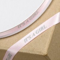 Printed 'It's A Girl' Satin Ribbon Pink/Silver - 6mm x 25m