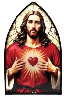Metal Plaque with Light/Sacred Heart   (49008)