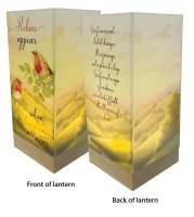 Glass Lantern/Wood Base/Robins Near You   (84610)