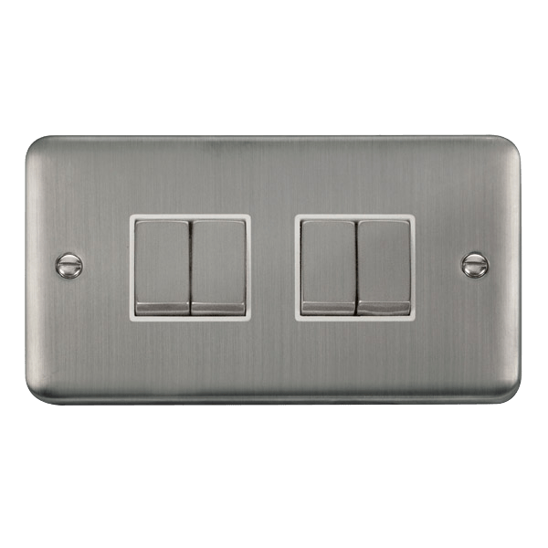 Click Deco Plus 4G 2W Switch Stainless Steel White Insert DPSS414WH