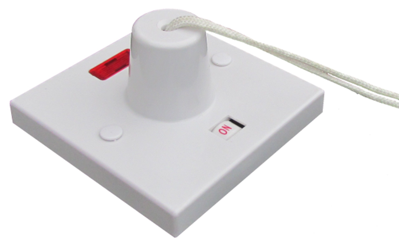 Sline 45A DP Ceiling Switch With Pullcord White SL333