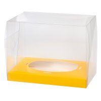 Small cello egg boxes & yellow plinth 10 x 11.5 x 13.5cm - 25pcs
