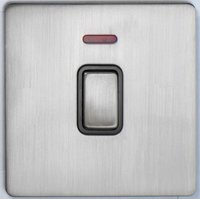 DETA Screwless 20Amp Double Pole switch with Neon Satin Chrome Black Insert | LV0201.0437