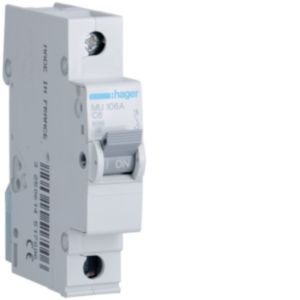 Hager 6A S/P C Curve 6kA MCB MU106A