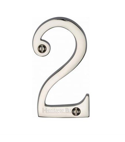 C1560-2-PNF - Heritage Brass Numeral 2 Face Fix 76mm (3) Polished Nickel Finish