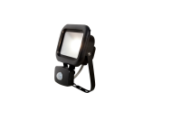 REMY 10W LED flood light with PIR, IP65, Black, 3000K, c/w junction box