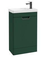 FREYA 55CM 1 DOOR CLOAKROOM FLOORSTANDING VANITY UNIT MATT WREATH GREEN-MATT BLACK HANDLE