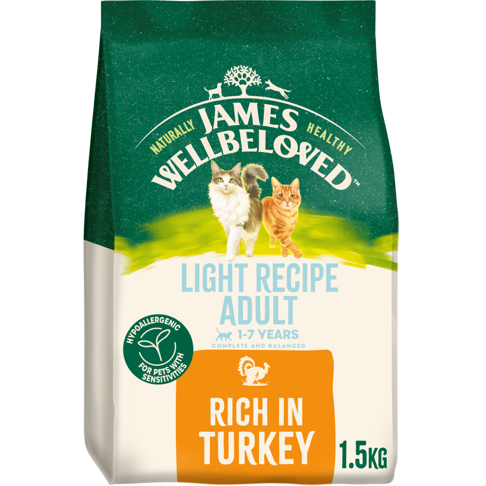 James Wellbeloved Adult Cat Light Recipe Rich in Turkey Dry Food 1.5kg DL14B