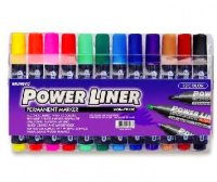 Power Liner Permanent Markers - Assorted (12 piece)