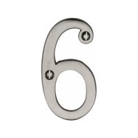 C1560-6-SN - Heritage Brass Numeral 6 Face Fix 76mm (3") Satin Nickel Finish