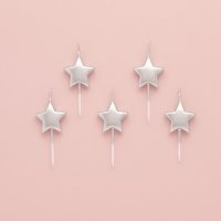 Silver Star Candles - Pack of 5
