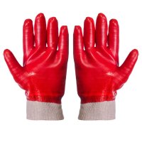 RED PVC KNITWRIST WORK GLOVES