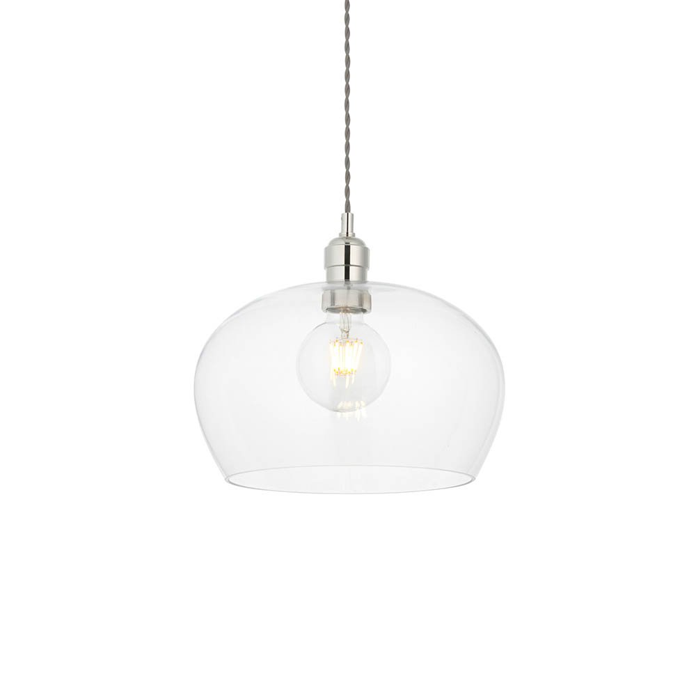 Endon Clear Glass & Bright Nickel Medium Pendant