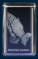 Lazer Engraved Crystal/Praying Hands   (50633)