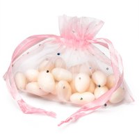 Organza Pouch Silver Dots On Pink - 150 x 110mm