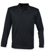 HENBURY MEN'S LONG SLEEVE COOLPLUS POLO SHIRT