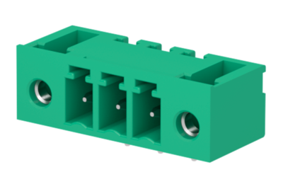 3.81mm Pitch Terminal Male Pluggable Right Angle 3 position with Locking Screw Flanges