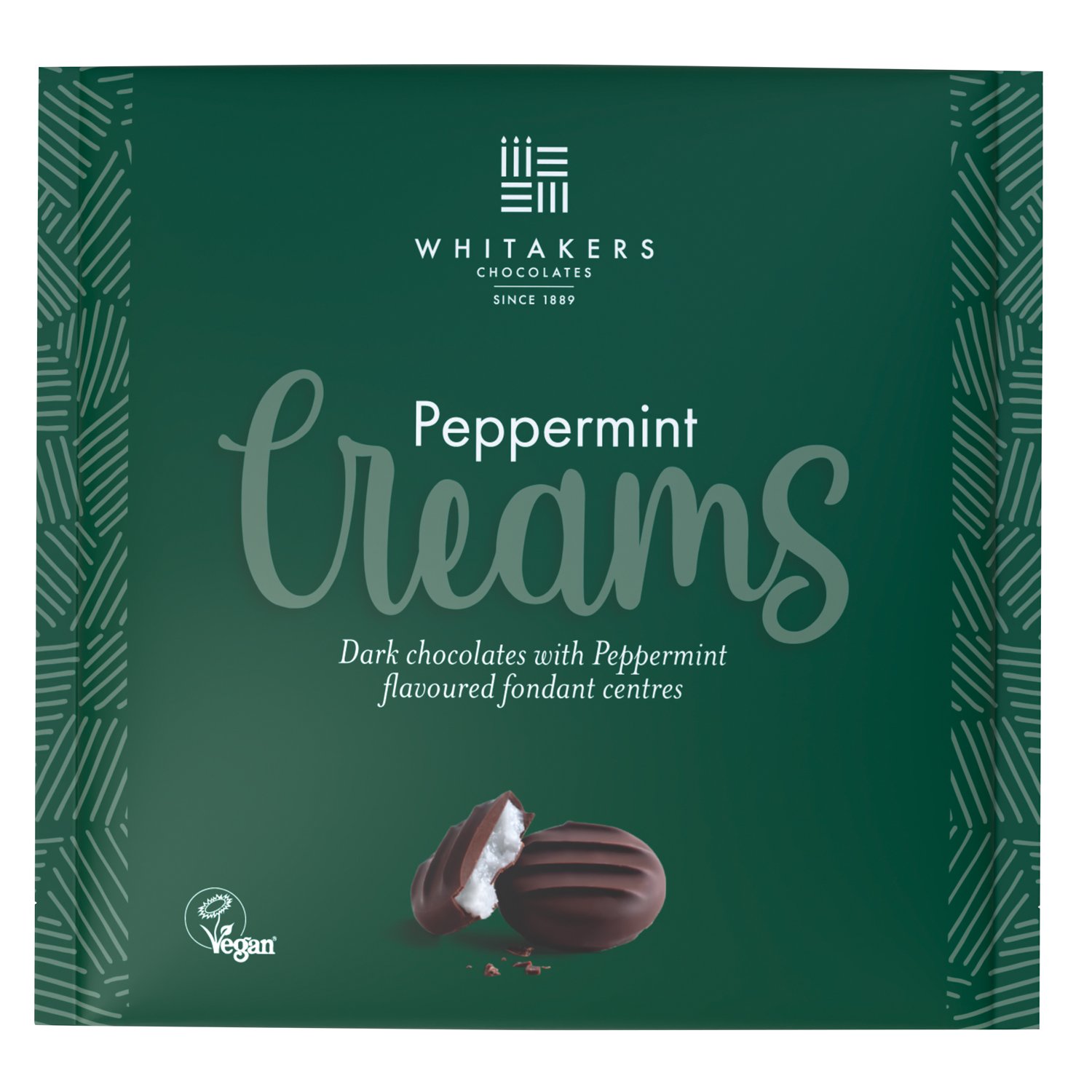Whitakers dark chocolate peppermint creams in square pack 24x75g
