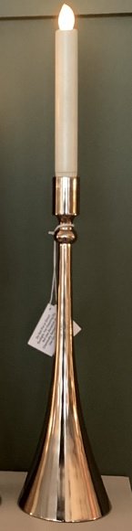 Candlestick L Cone Shape Coffee Brown Finish 10x35cm