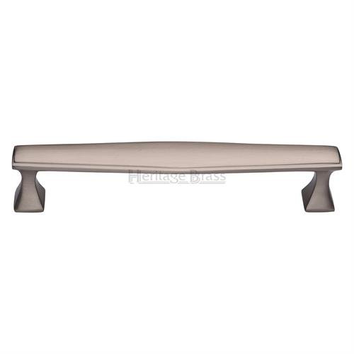 C0334 254-SN - Heritage Brass Cabinet Pull Deco Design 254mm CTC Satin Nickel Finish