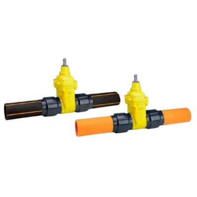 PE schuifafsluiter gas DN80/PE90 met spindel en straatpot