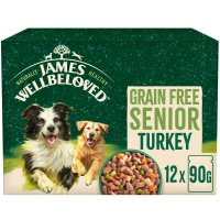James Wellbeloved Dog Adult Grain Free Senior Turkey in Gravy Pouch 12x90g