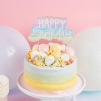 Eco Rainbow 'Happy Birthday' Card Cake Topper