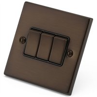 Dark Bronze 3 Gang 2 Way  Switch 6062-004
