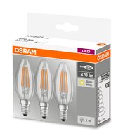 Osram LED Candle Bulb 4W SES/E14 470 Lumen Pack of 3 (Equiv 40W)