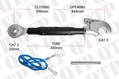 Top Link Cat 2 / 3 Ball Hook 380mm Heavy Duty