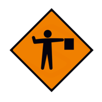 Cone Mountable Sign Flagman, 600 x 600 mm Diamond Reflective Orange with Strap Bands