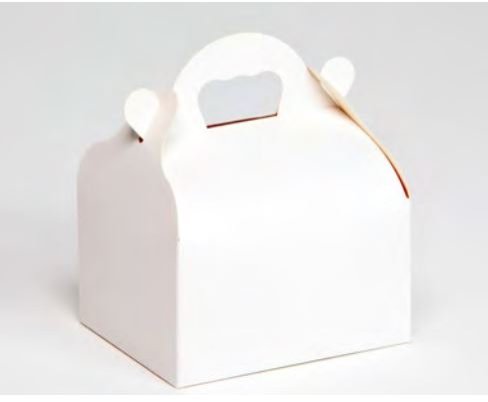 WHITE CAKE BOX WITH HANDLES 10X18X7CM