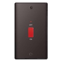 NEXUS BLACK NICKEL 45A DOUBLE POLE SWITCH WITH INDICATOR TWIN PLATE