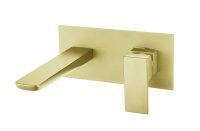 SALDO BRUSHED BRASS WALL MOUNT BASIN MIXER
