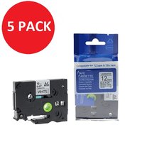 Compatible Brother TZE231 12mm Black on white 8m Pack of 5