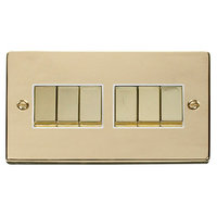 Click Deco CLICKVPBR416WH Polished Brass 10A 6G 2W Switch
