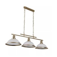 Bistro 3Lt Bar Pendant - Antique Brass Metal & Acid Glass