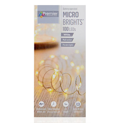 Premier LED Battery Operated Micro Brights 100 - White