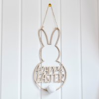 Bunny 'Happy Easter' Wooden Hanging Decoration