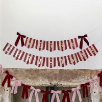 Stripey 'Merry Christmas' Card Banner With Velvet Bows x2 2m