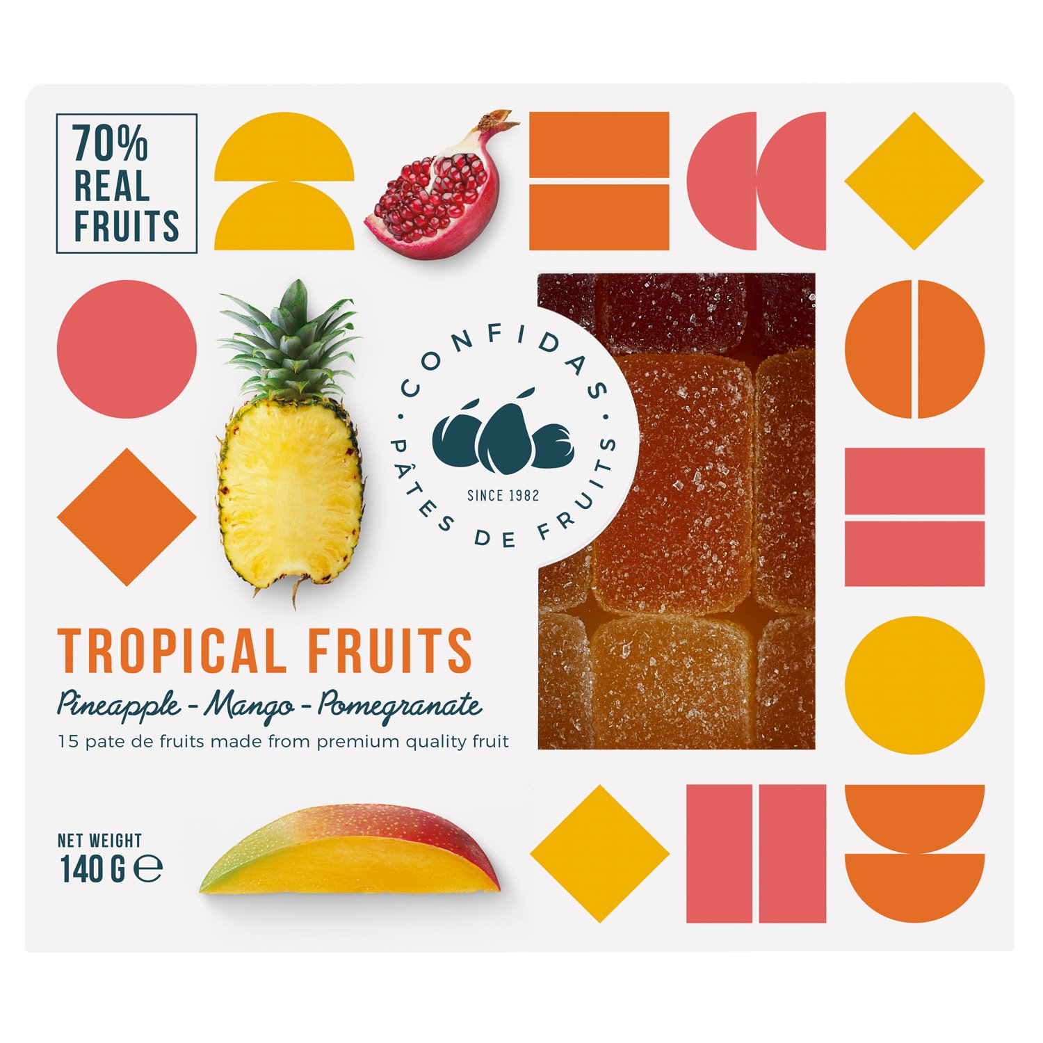 Tropical Fruits Ingots p�te de fruits - pineapple mango pomegranate 16x140g
